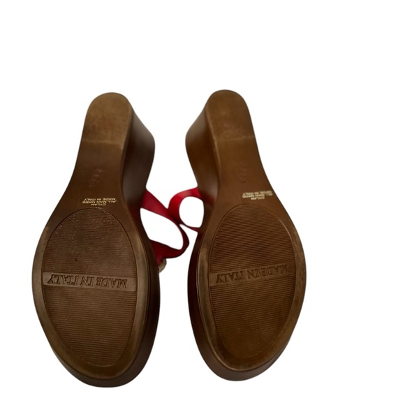 Toscanella Red Dylan Rhinestones Thong Made in Italy Wedge Sandals Size 8 - Picture 6 of 6